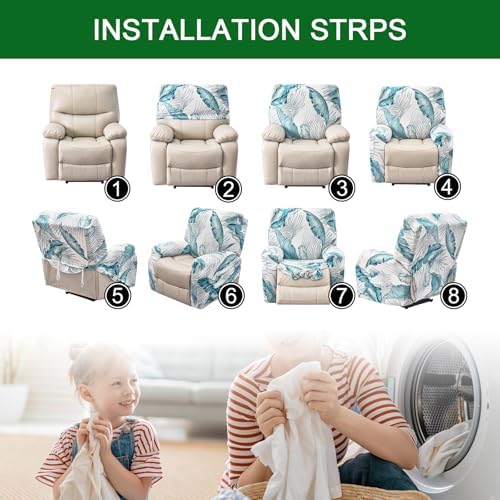 FUANGUI 4-Piece Recliner Chair Cover with Storage Pockets 1
