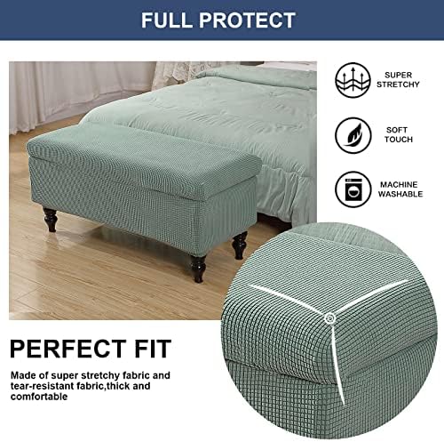FUANGUI Large Storage Ottoman Slipcover with Elastic Bottom