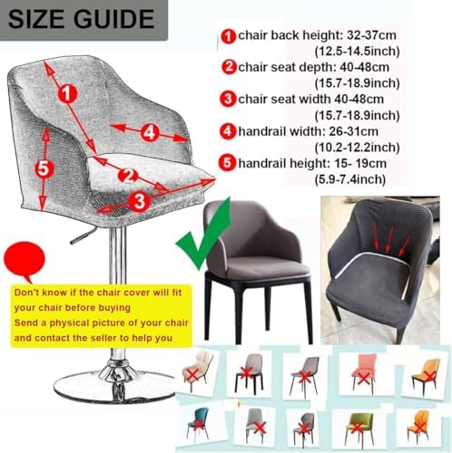 Set of 4 Curved Bar Stool Slipcovers with Backs and Arms