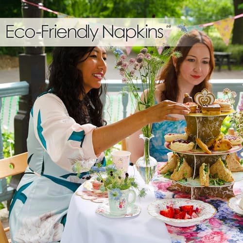 Talking Tables Truly Scrumptious Scalloped Floral Napkins Pink 20 Pack 1
