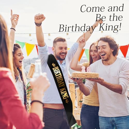Birthday King Sash for Men with Golden Satin Lettering