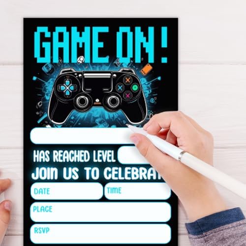 Game Themed Birthday Party Invitations 30 Pack
