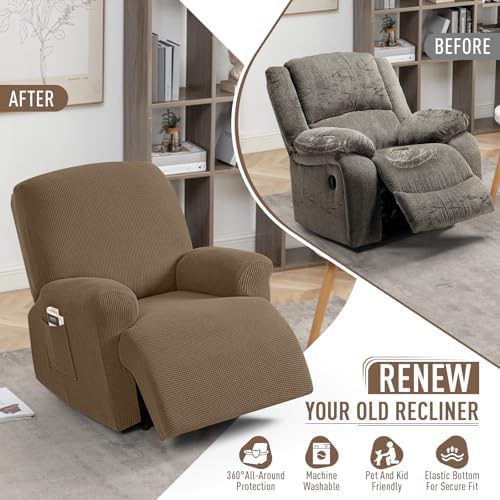 TAOCOCO Recliner Cover Set of 4 Khaki Jacquard