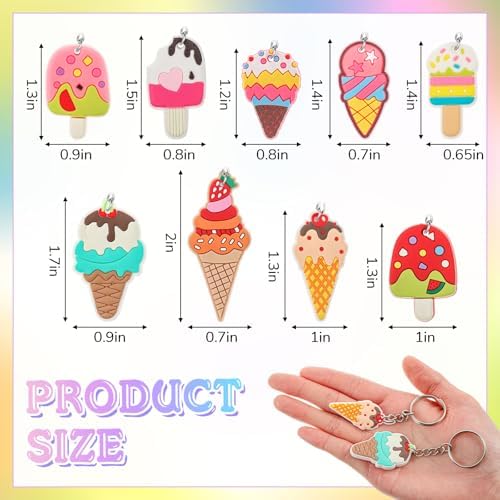 Sasylvia 36 Pcs Ice Cream Keychain Party Favors 1