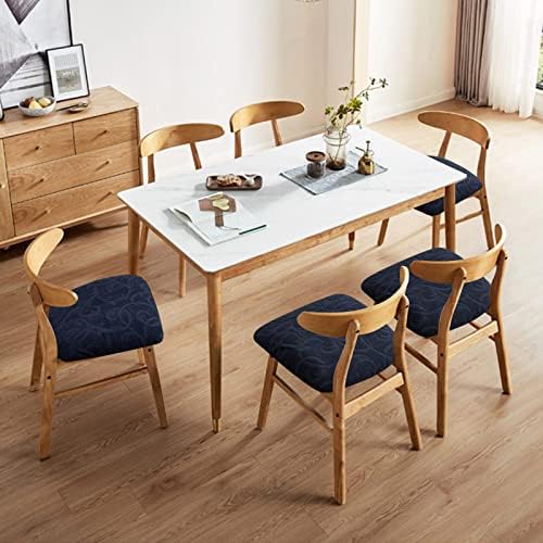 Genina Water Resistant Chair Covers with Elastic Band - Flower Pattern Navy Blue