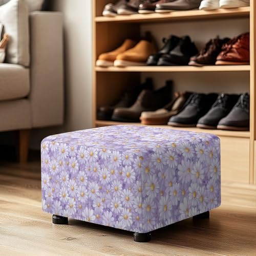 Cadowhimsy Purple Daisy Ottoman Cover