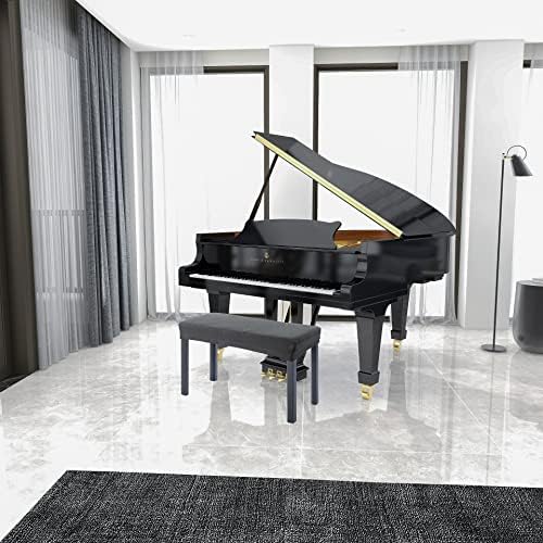 BUYUE Luxury 2-Person Piano Bench Cover Stretch Jacquard Washable Rectangle M Grey