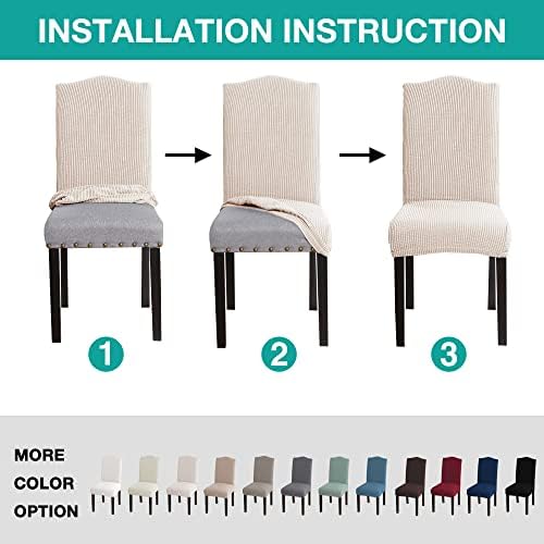 Turquoize Chair Covers Set of 2 for Dining Chairs Ivory