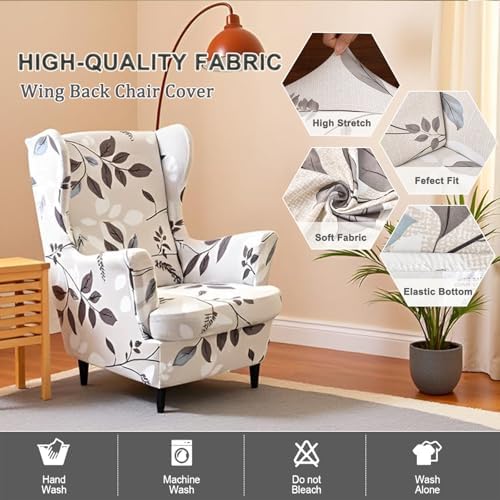 NILUOH 2-Piece Wingback Chair Slipcovers Stretch Spandex