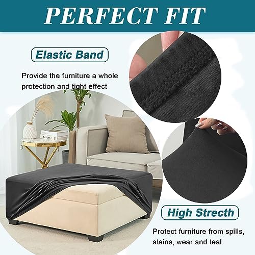 HFCNMY Square Ottoman Cover Black Medium