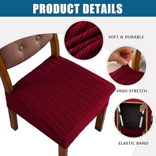 Doottoo Stretch Soft Removable Seat Covers for Dining Chairs 4PCS