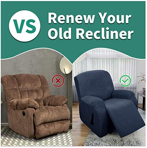 YEMYHOM 4 Piece Stretch Recliner Slipcover Navy 1