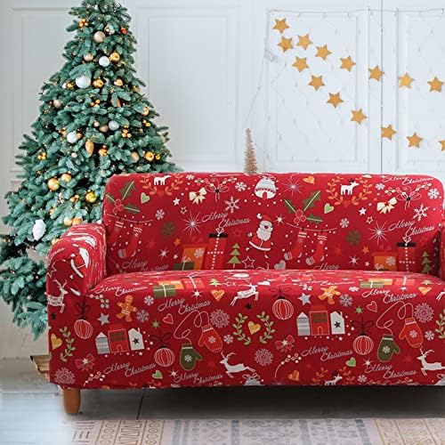 Mybedsoul Christmas Sofa Cover Santa Claus Red Elastic 3 Seater
