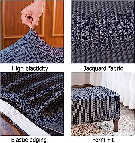 Tophacker Yellow Jacquard Ottoman Cover for Rectangle Ottomans