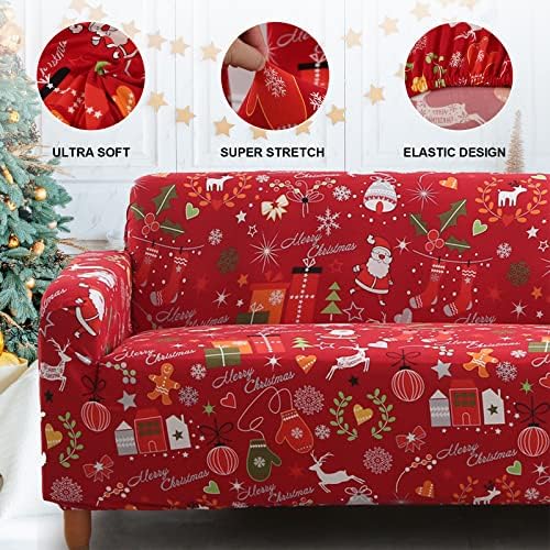 Mybedsoul Christmas Sofa Cover Santa Claus Red Elastic 3 Seater