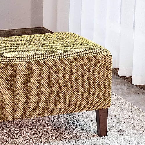 Tophacker Yellow Jacquard Ottoman Cover for Rectangle Ottomans
