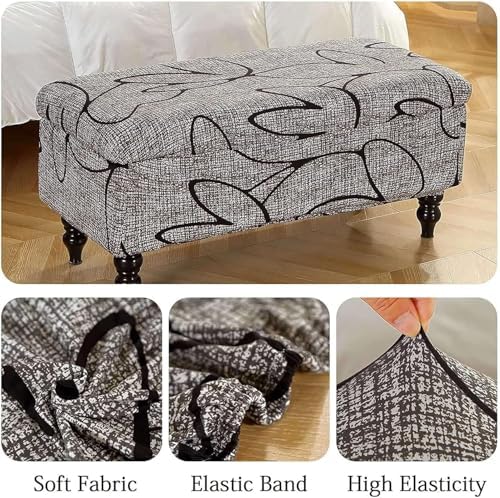 Yvessvi Stretch Velvet Storage Ottoman Cover