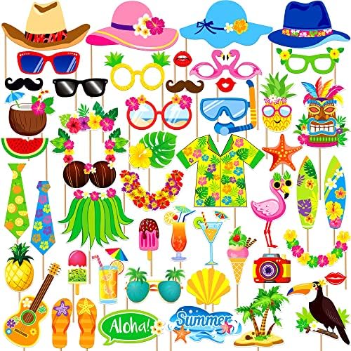 KatchOn Tropical Hawaiian Photo Booth Props Pack of 50 1