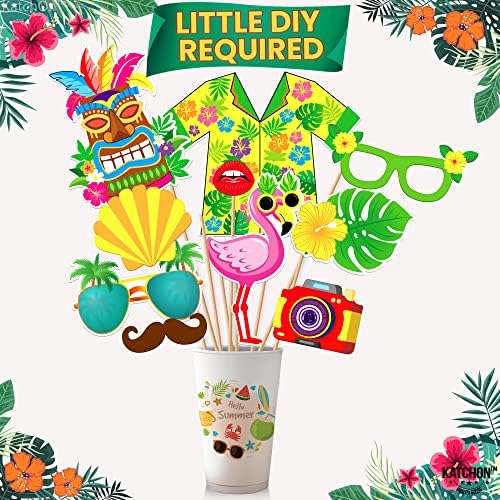 KatchOn Tropical Hawaiian Photo Booth Props Pack of 50 1
