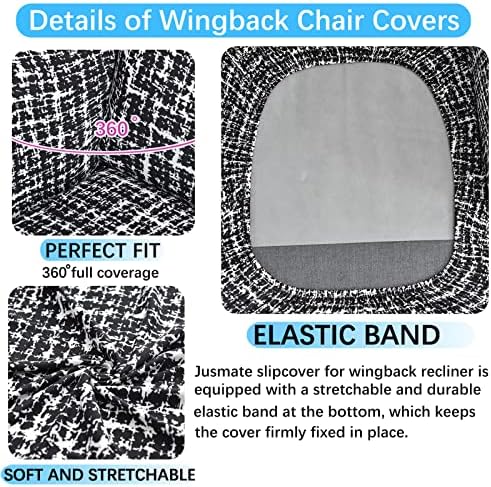 Wingback Chair Slipcovers 2 Piece Linen Textured