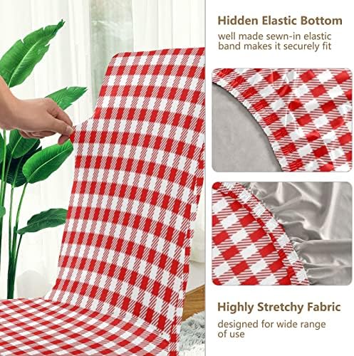 Red and White Checkered Dining Chair Covers Set of 4
