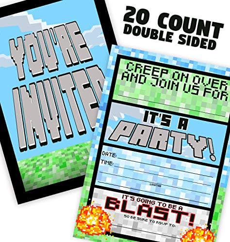 Pixel Party Invitations 20ct Double Sided