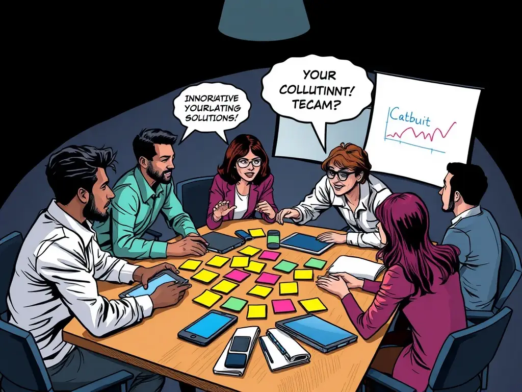 A team is brainstorming innovative solutions in a collaborative environment, focusing on tailored approaches and cutting-edge technologies.